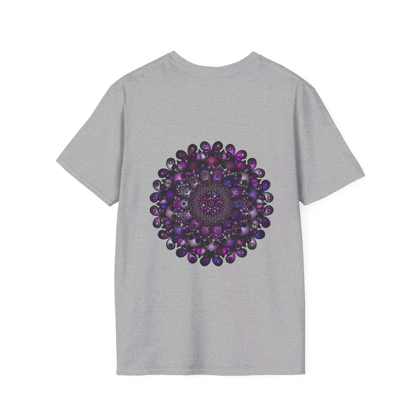 Colorful and intricate handmade mandala art design on softstyle t-shirt