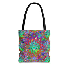 Psychedelic Mandala Tote Bag — Colorful Boho All-Over Print Tote