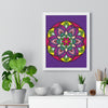 Beautiful hand-drawn purple mandala art poster framed vertically for mindfulness and yoga practice