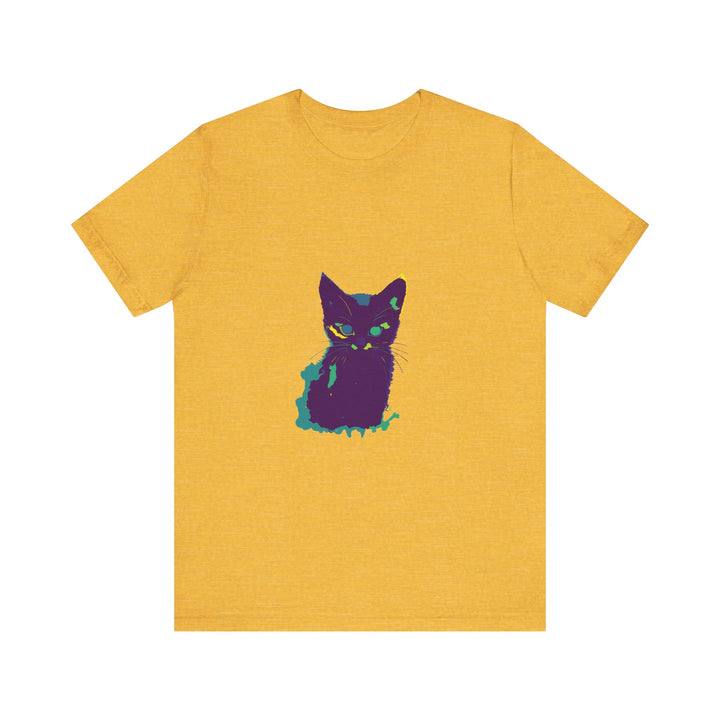 Colorful whimsical cat silhouette tee with a vibrant and playful design