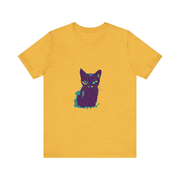 Colorful whimsical cat silhouette tee with a vibrant and playful design