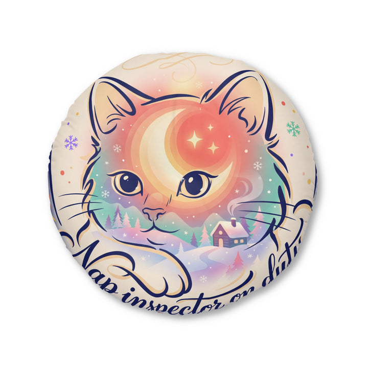 Nap Inspector Cat Round Floor Pillow