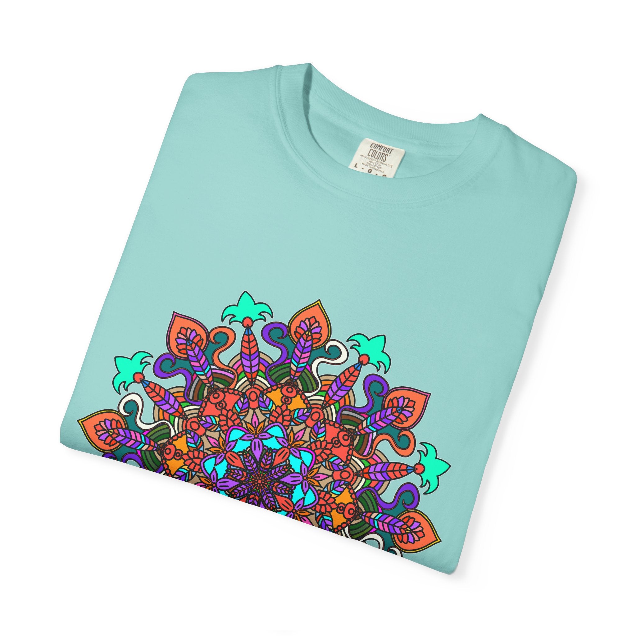 T-shirt con disegno mandala fatto a mano - 100% cotone