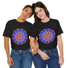 Vibrant and intricate mandala geometric design t-shirt in various colors