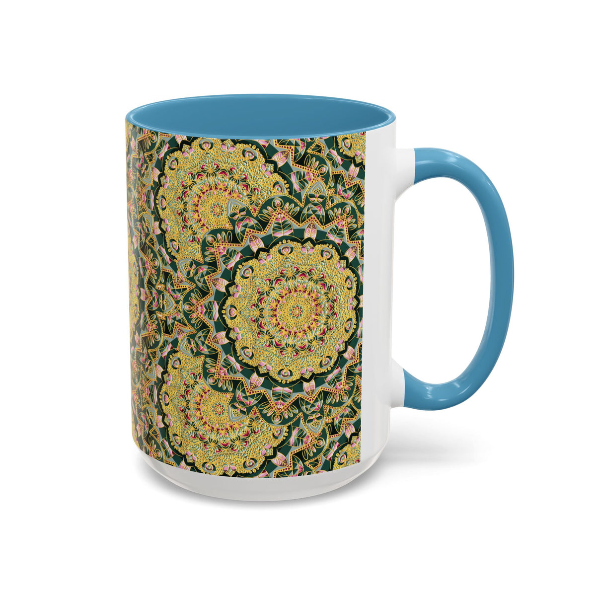 Mandala Floral Coffee Mug – Bohemian Botanical Ceramic Cup