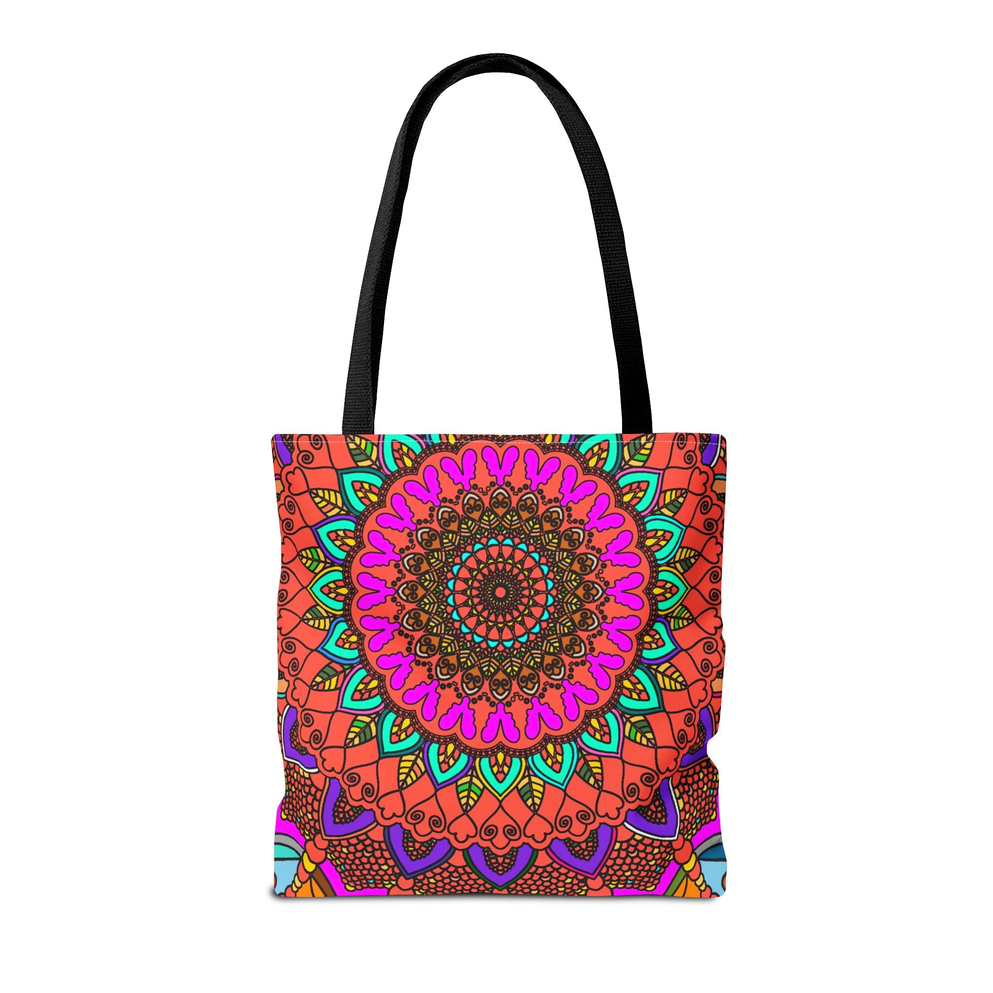 Borsa tote con mandala colorati – Stampa all-over in stile boho psichedelico