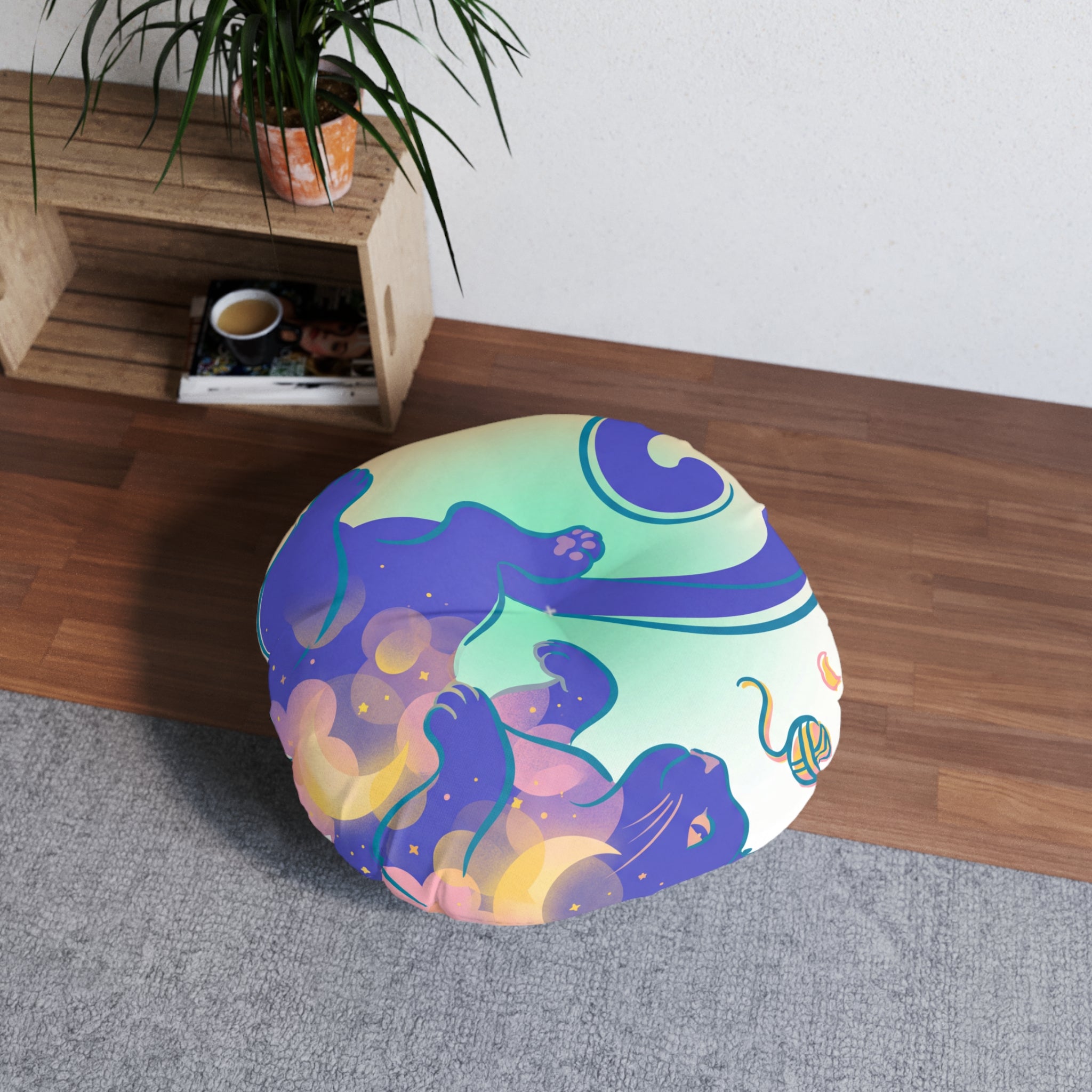 Dreamy Double-Exposure Cat Floor Pillow