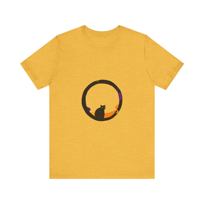 Black Cat Mystery Moon T-Shirt featuring a spooky and stylish design
