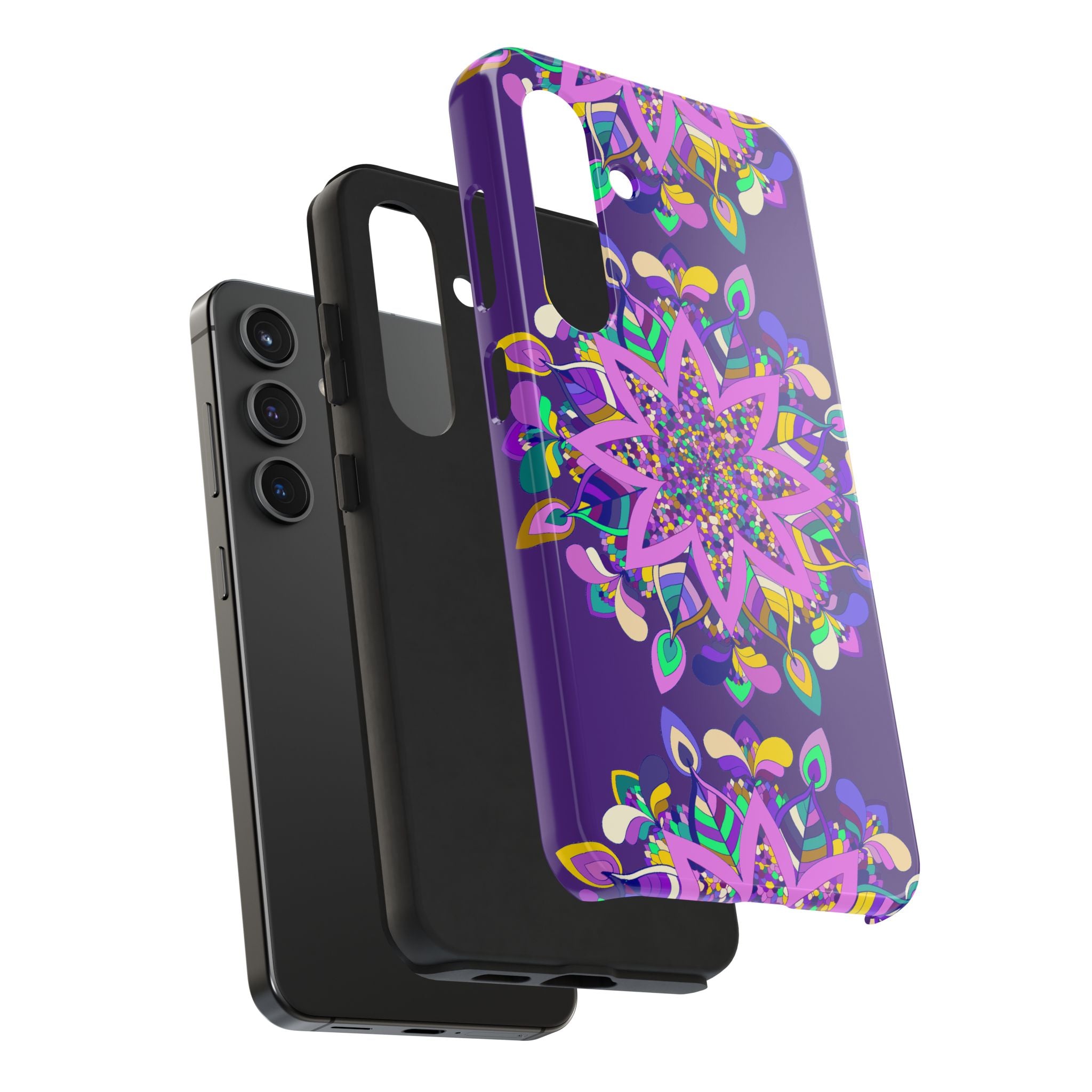 Hand drawn purple Mandala Art Phone Case designed for iPhone X/XS