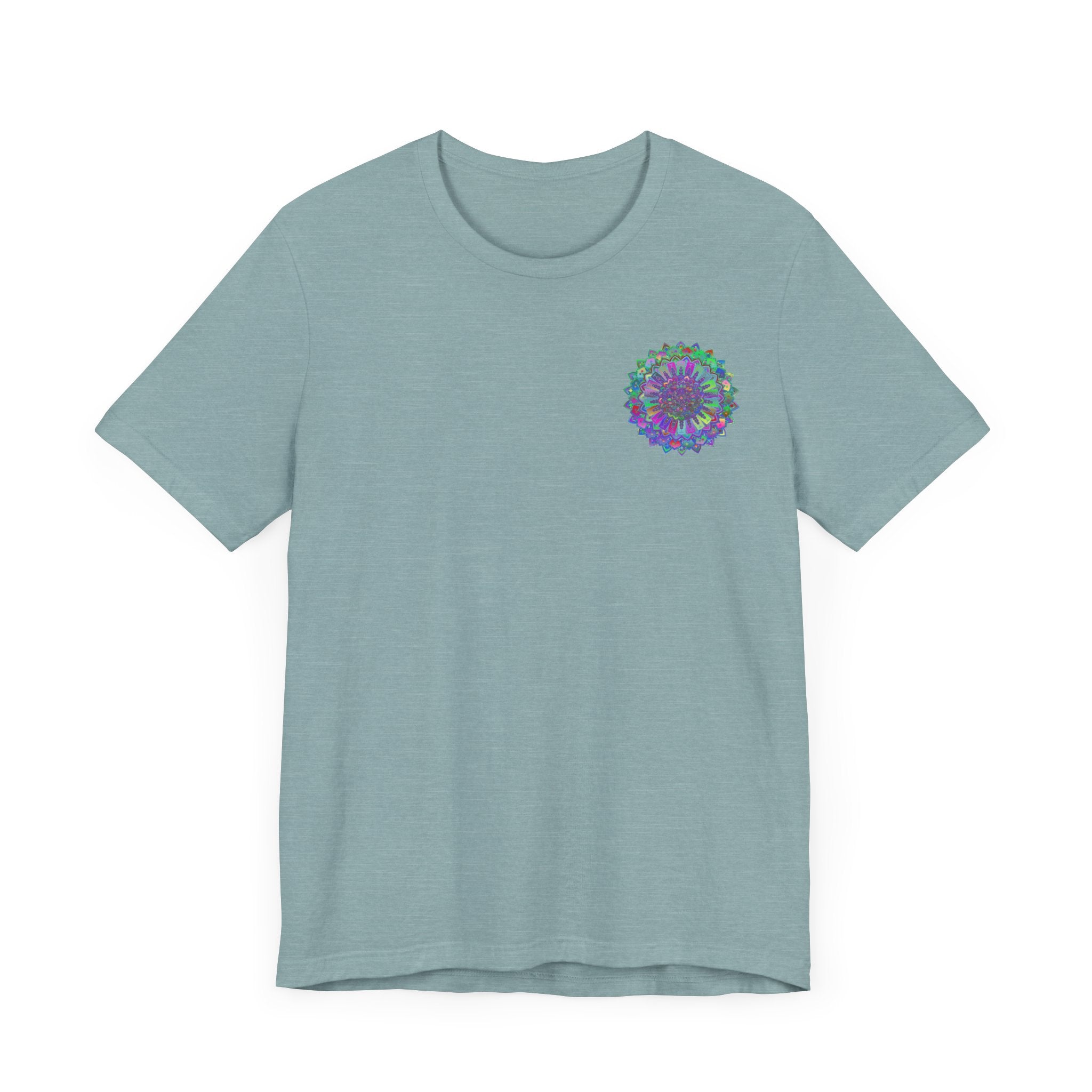 Vibrant Mandala Tee - Spiritual Peace & Harmony - Beautifully designed shirt with intricate mandala pattern in bright, eye-catching colors, promoting a sense of inner tranquility and balance