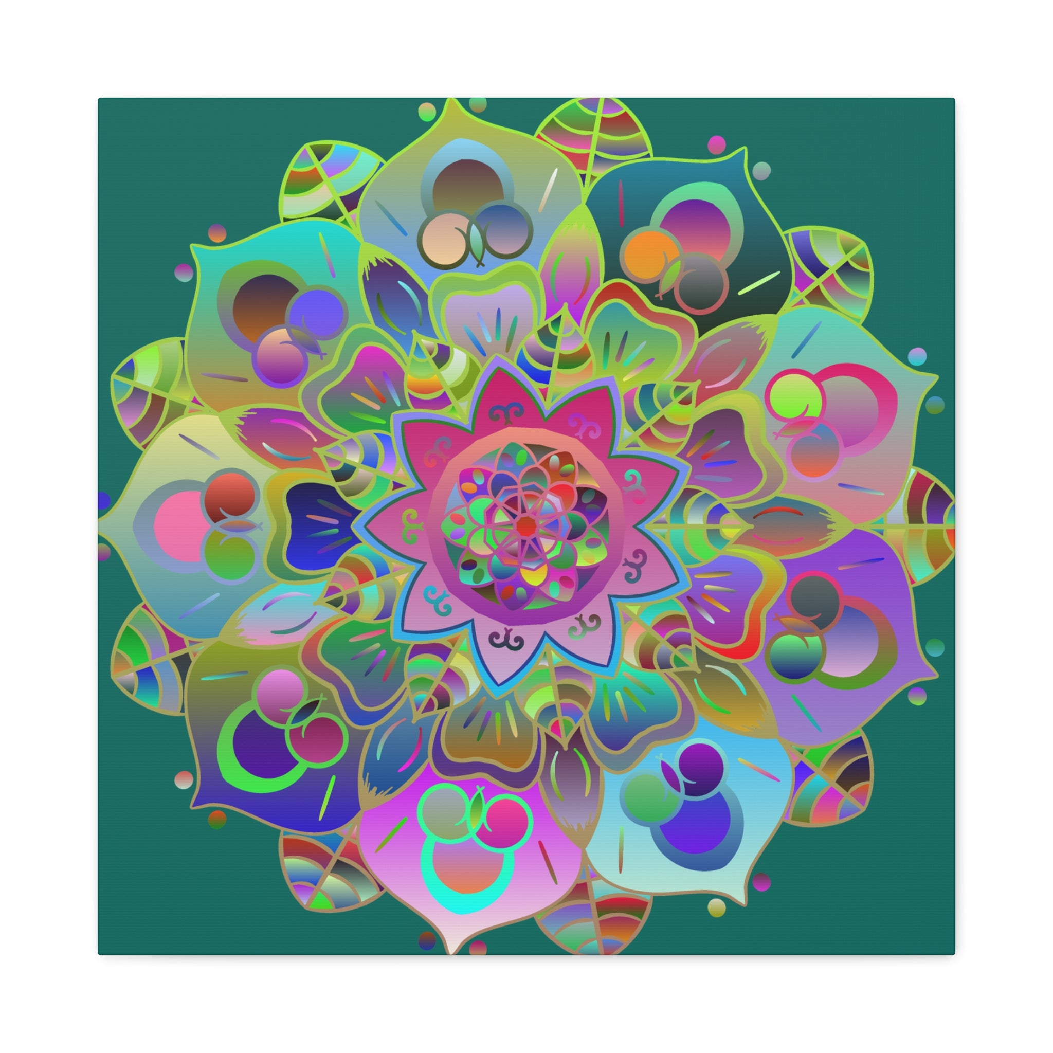 Vibrant Mandala Matte Canvas Wall Art — Colorful Boho Stretched Canvas