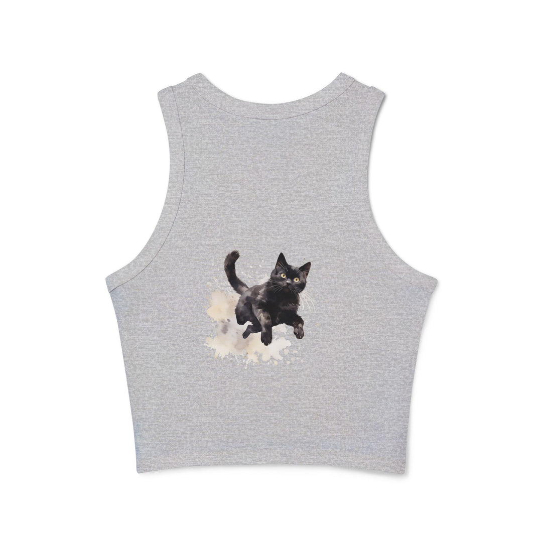 Comfortable and breathable fabric of Black Cat Watercolor Splash Racer Tank Top