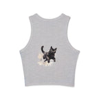 Comfortable and breathable fabric of Black Cat Watercolor Splash Racer Tank Top