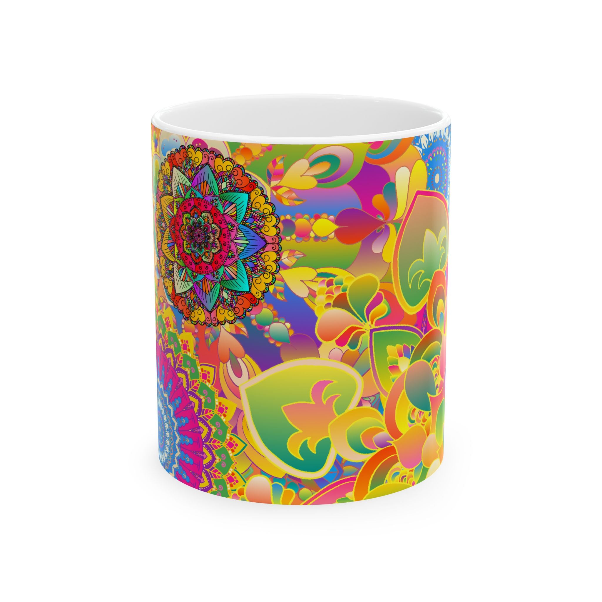 Psychedelic Floral Mandala Ceramic Mug