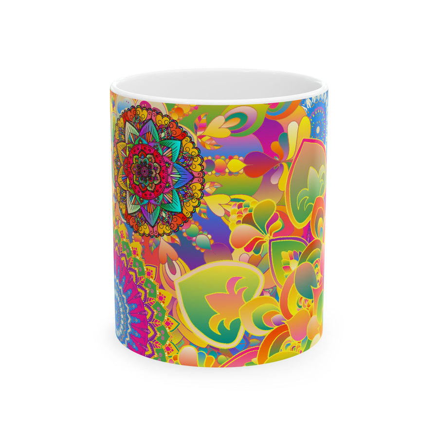 Psychedelic Floral Mandala Ceramic Mug