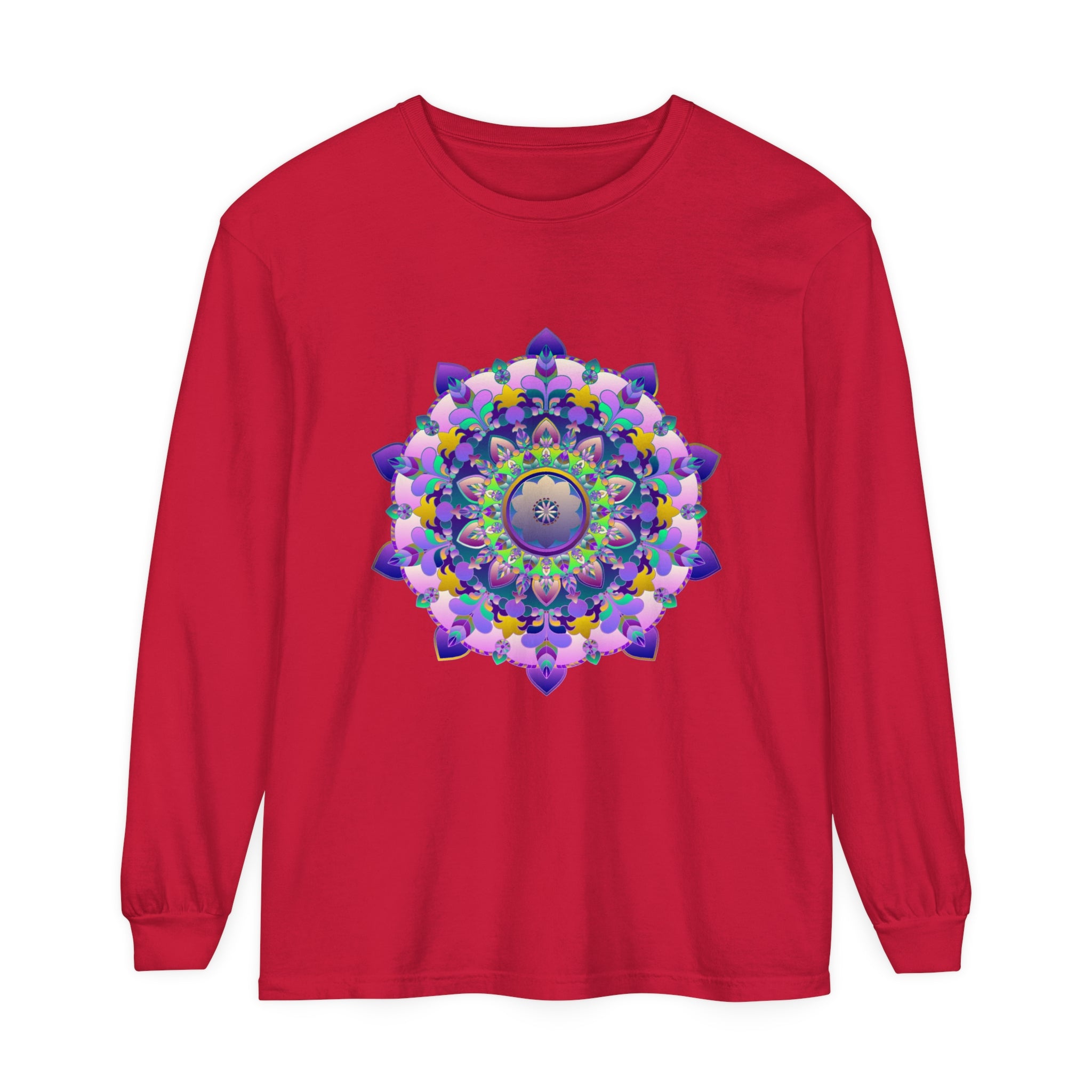 Colorful and intricate mandala design long sleeve t-shirt for everyone