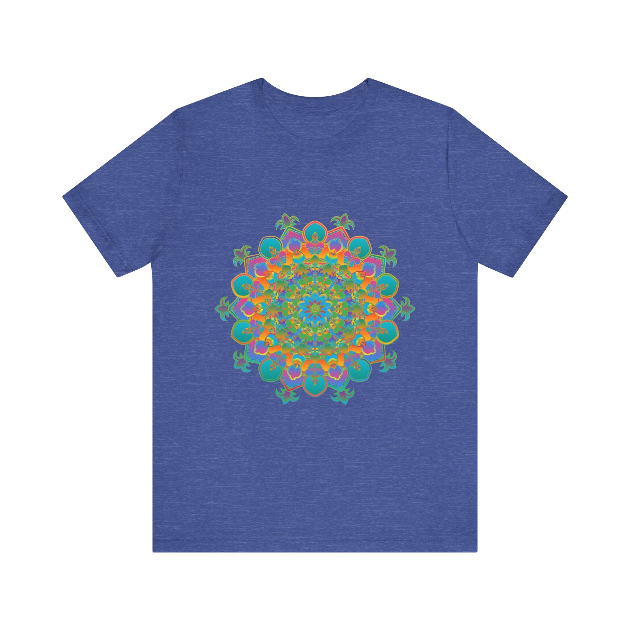 Vibrant Mandala Tee featuring a colorful circular floral design with intricate patterns and bold, eye-catching colors