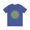 Vibrant Mandala Tee featuring a colorful circular floral design with intricate patterns and bold, eye-catching colors