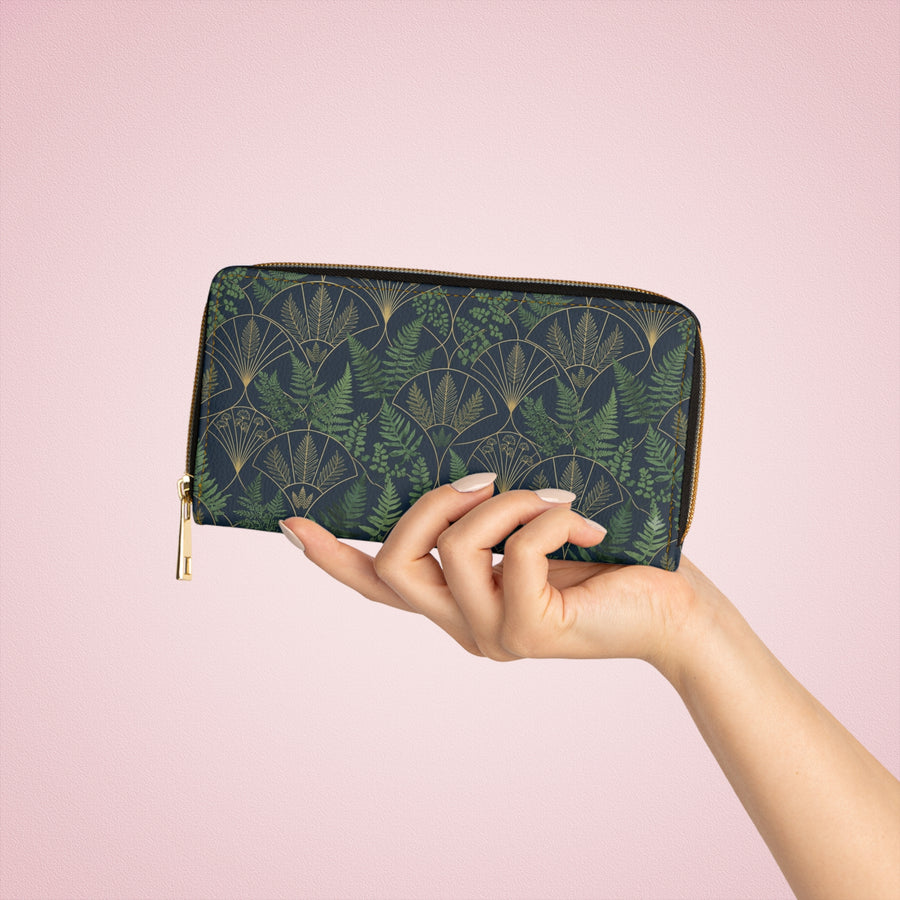 Fern Art Deco Zipper Wallet — Patterned Wallet