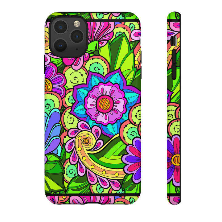 Floral Fantasy iPhone and Google Pixel Case in Bright Green Palette
