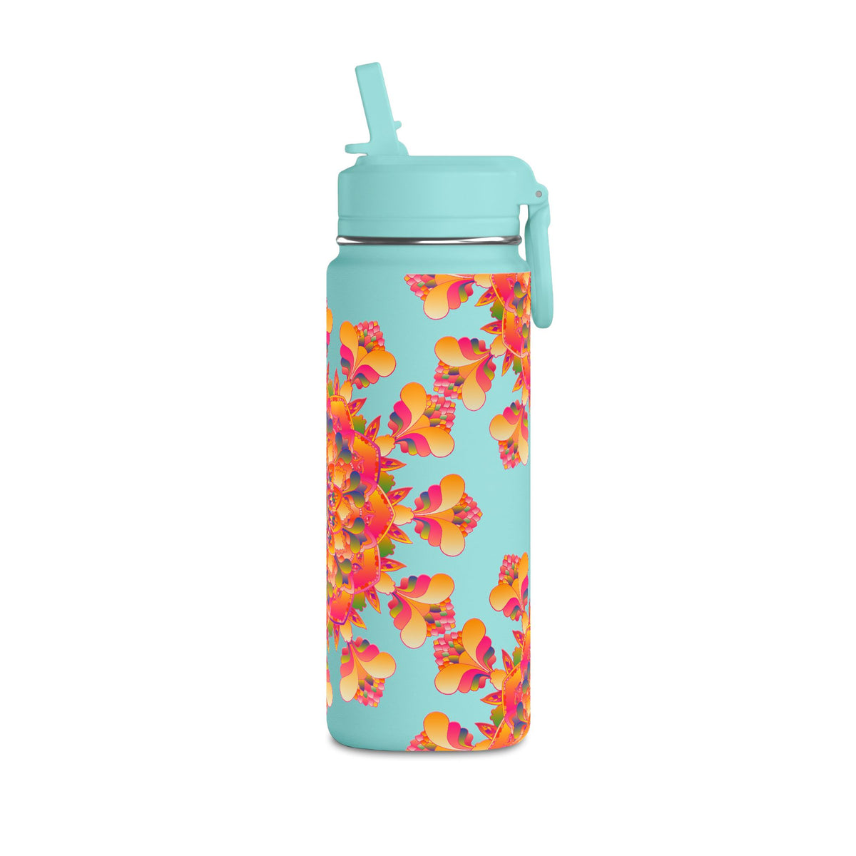 20oz Floral Mandala Mini Water Bottle – Colorful Boho Hydration Bottle