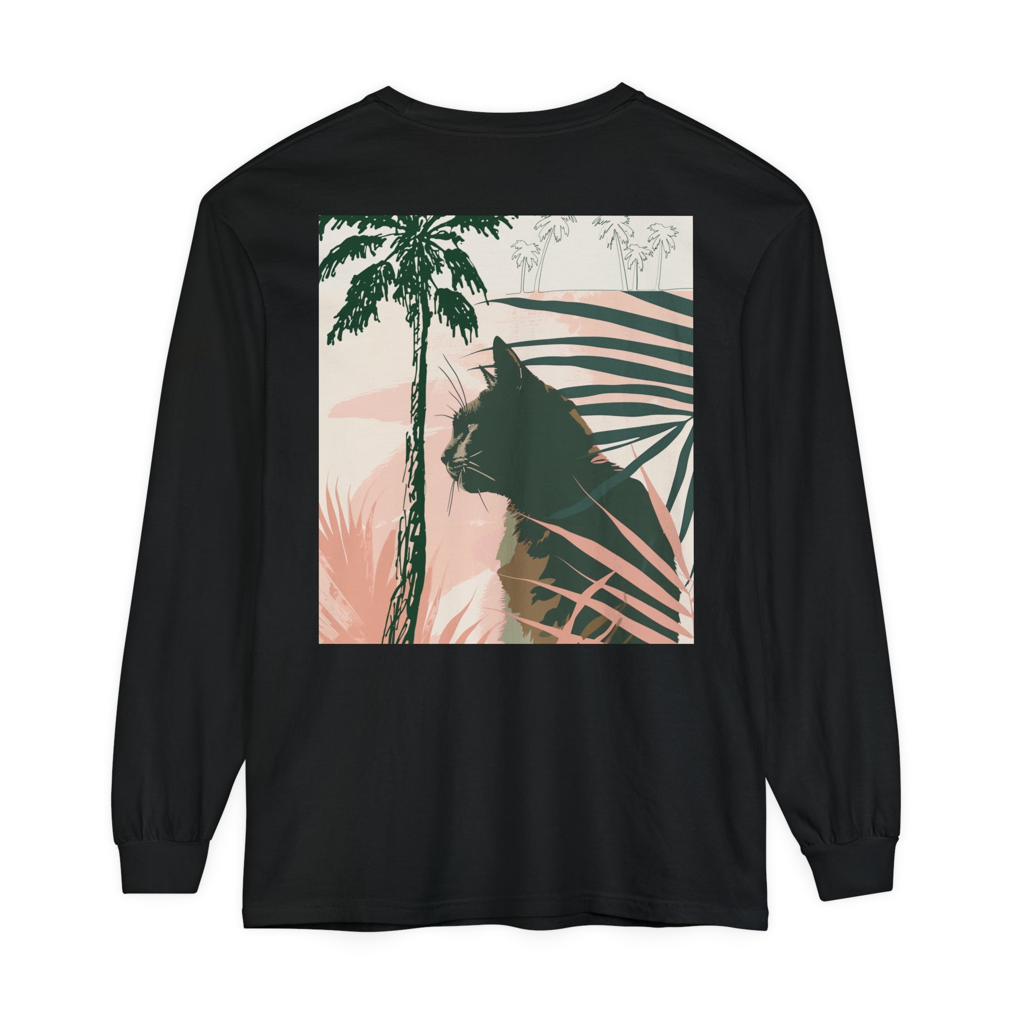 Black Cat Jungle Long Sleeve T-Shirt for nature-loving fashionistas alt text 48