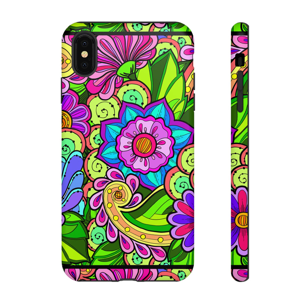 Floral Fantasy iPhone and Google Pixel Case in Bright Green Palette