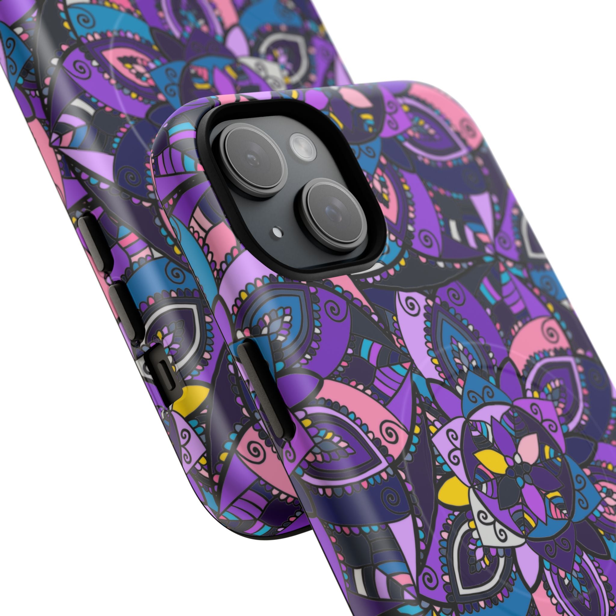 Magnetic Phone Case — Purple Mandala Floral Tough Case