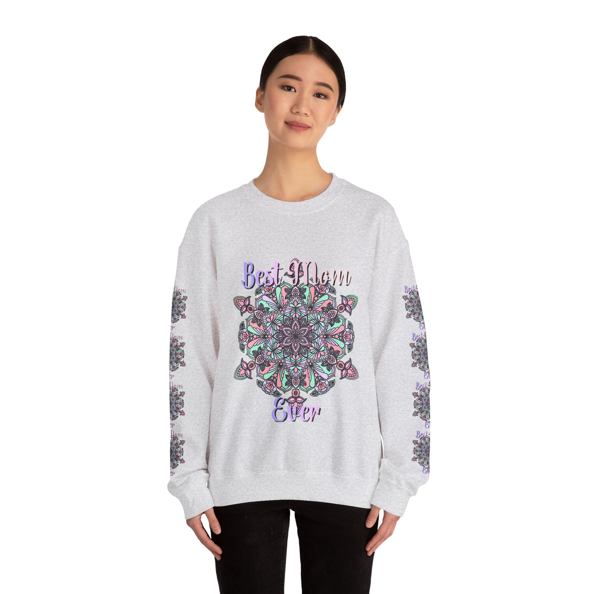 Sweatshirt mit Mandala-Design in Zartrosa und Lavendel für Mütter