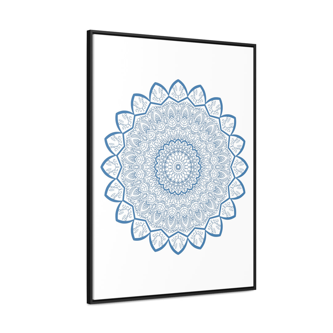 Handcrafted Mandala Design Steel Blue Wall Art on Gallery Canvas Wraps