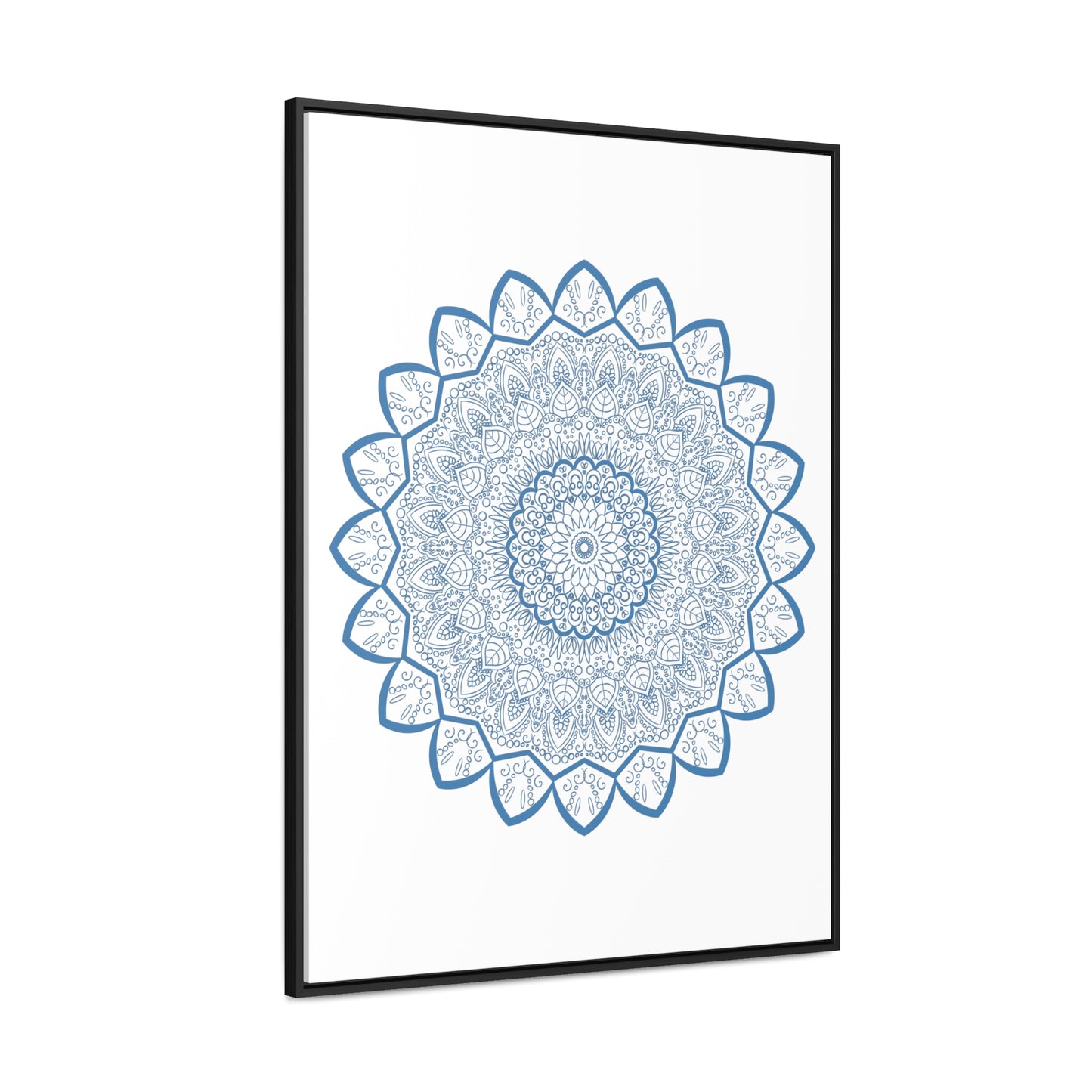 Handcrafted Mandala Design Steel Blue Wall Art on Gallery Canvas Wraps