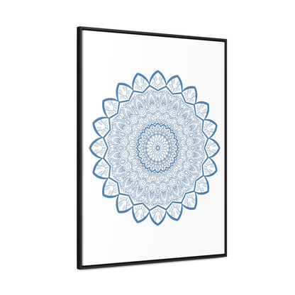 Handcrafted Mandala Design Steel Blue Wall Art on Gallery Canvas Wraps