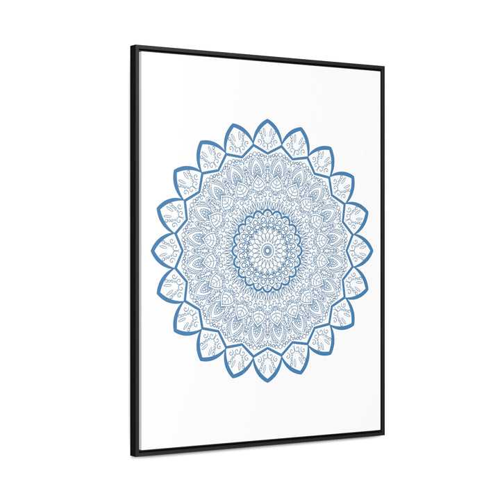 Handcrafted Mandala Design Steel Blue Wall Art on Gallery Canvas Wraps