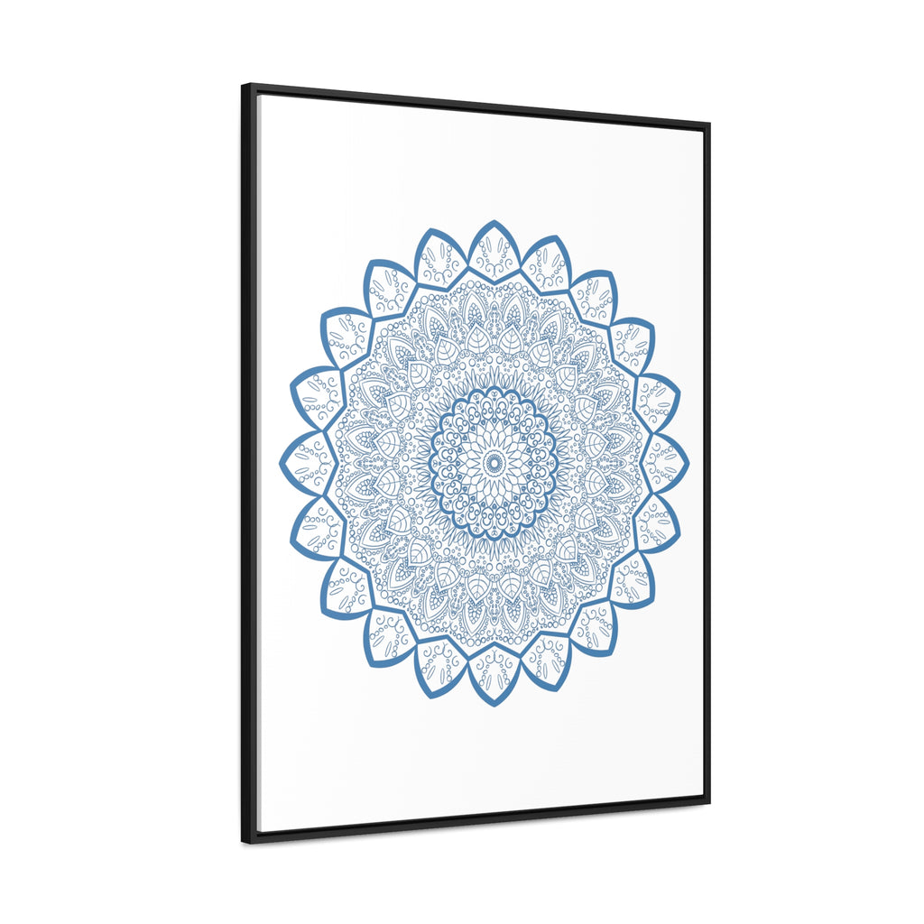 Handcrafted Mandala Design Steel Blue Wall Art on Gallery Canvas Wraps