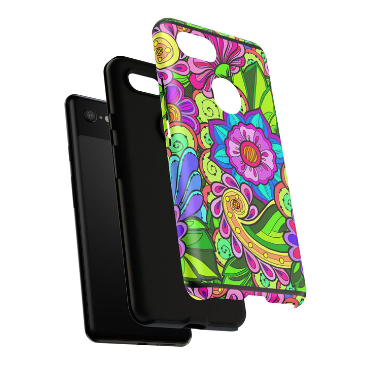 Floral Fantasy iPhone and Google Pixel Case in Bright Green Palette