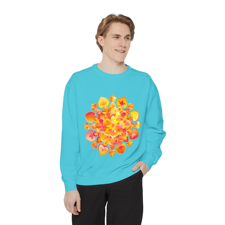 A comfortable and stylish sweatshirt featuring a mandala design, perfect for yoga, meditation, and promoting a sense of peace and tranquility