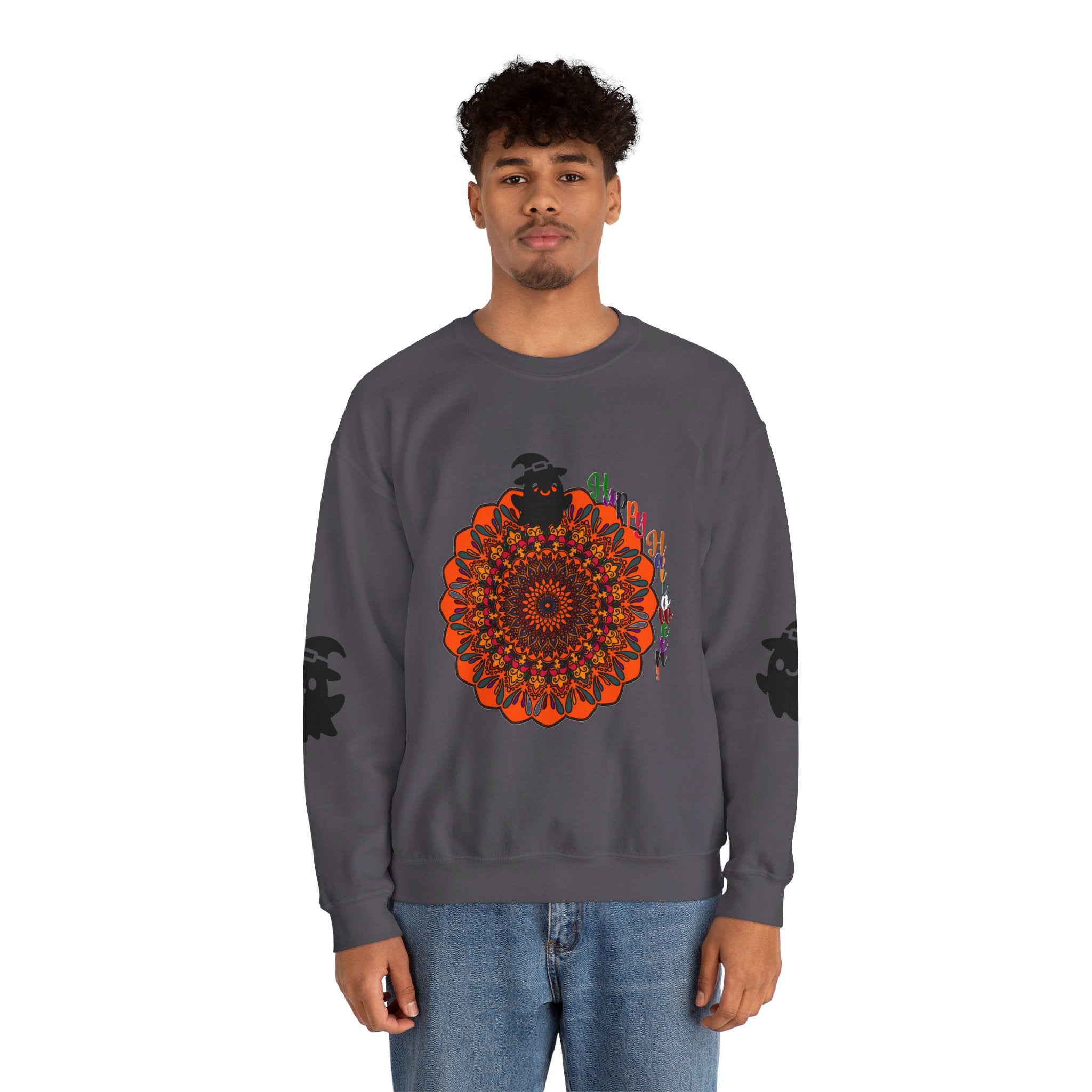 Unisex Heavy Blend™ crewneck sweatshirt featuring a Halloween theme with cute ghosts