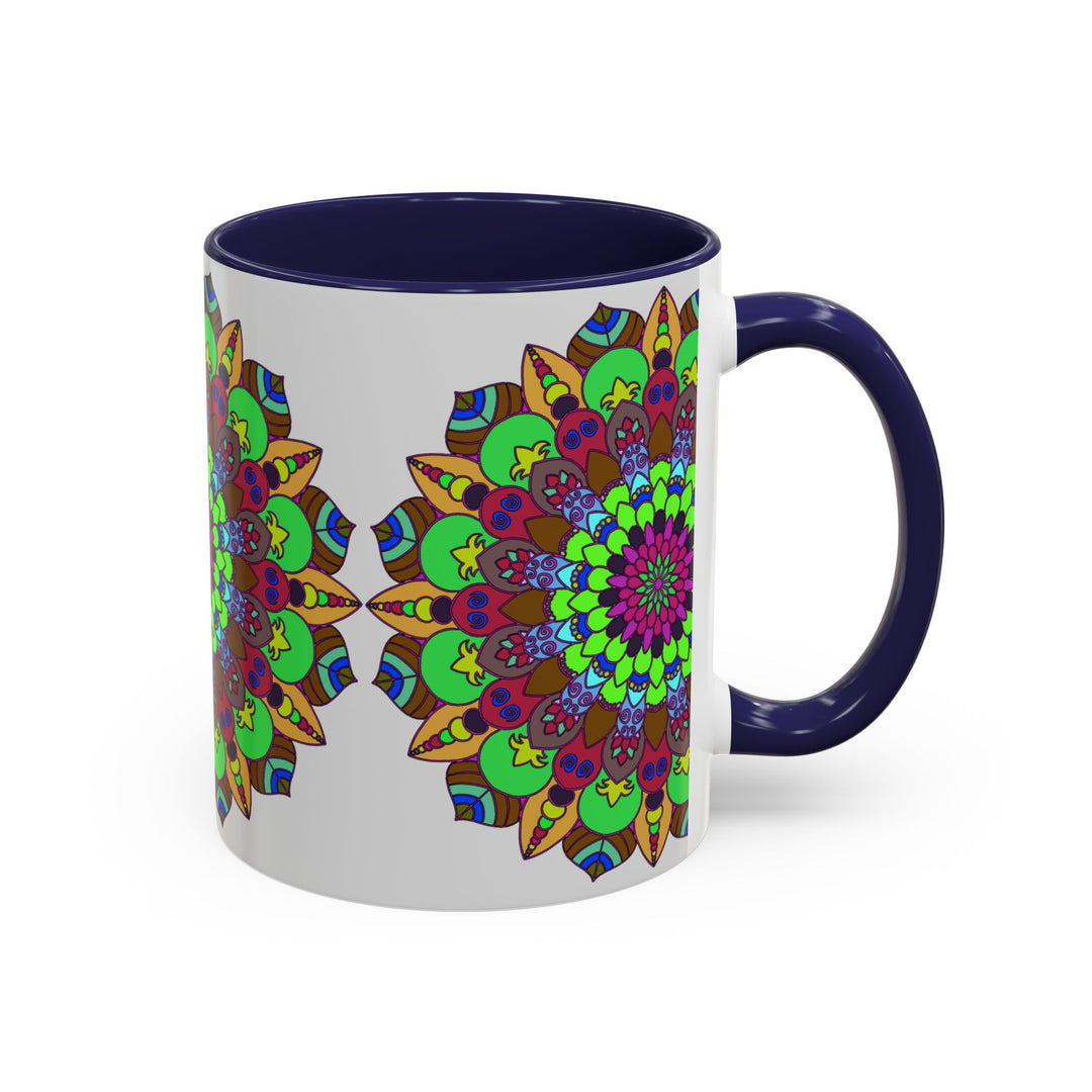 Eye-catching mandala art mug with a colorful and vibrant floral design