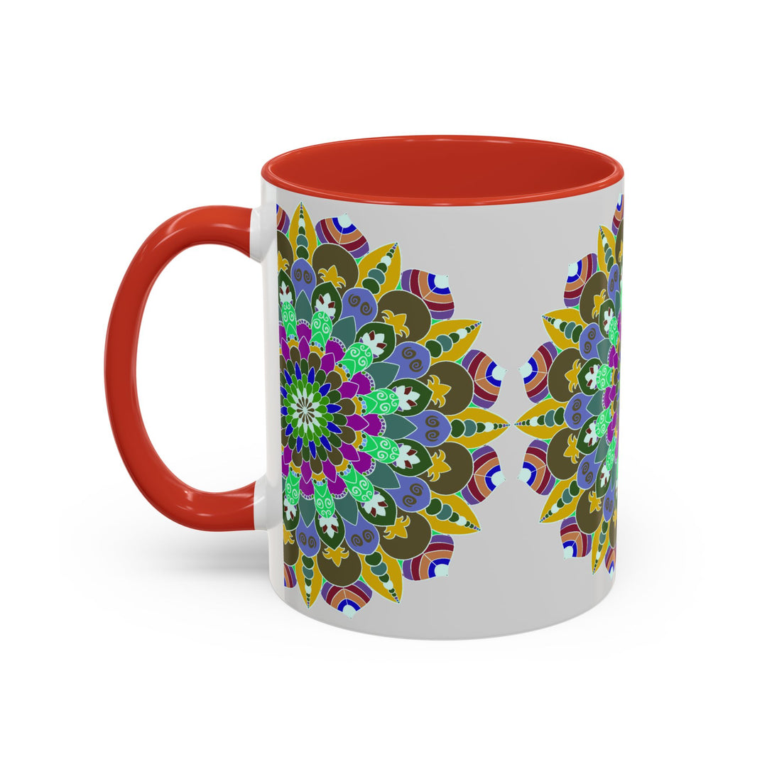 Beautiful mandala art mug featuring vibrant and soothing colors, perfect for relaxation and enjoying your favorite beverage