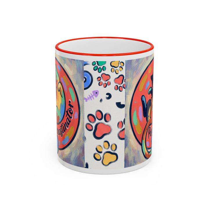 Colorful Paw Print Pet Lover Accent Rim Mug (11oz/15oz)