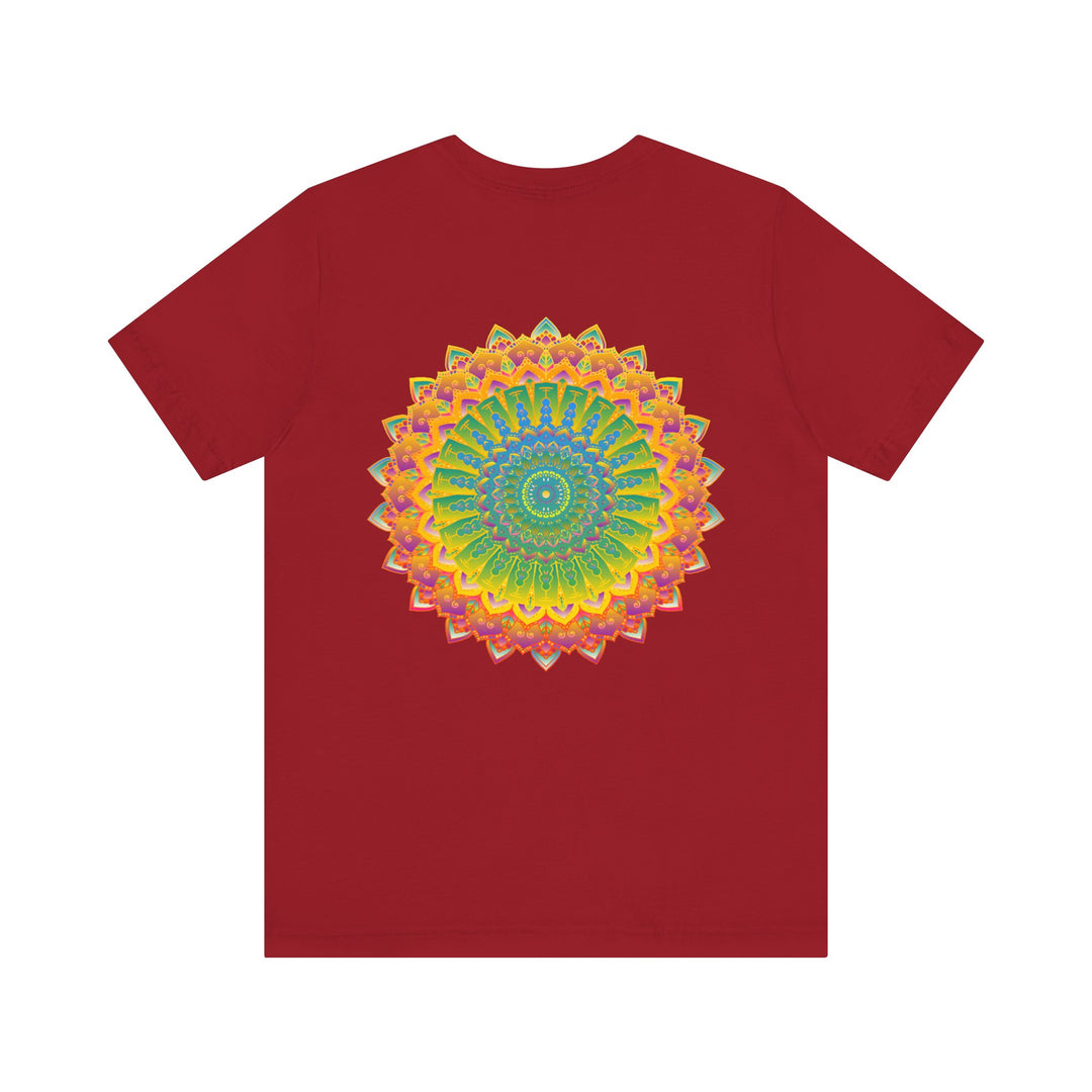 Beautiful t-shirt featuring a detailed mandala design in bright hues