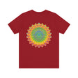 Beautiful t-shirt featuring a detailed mandala design in bright hues