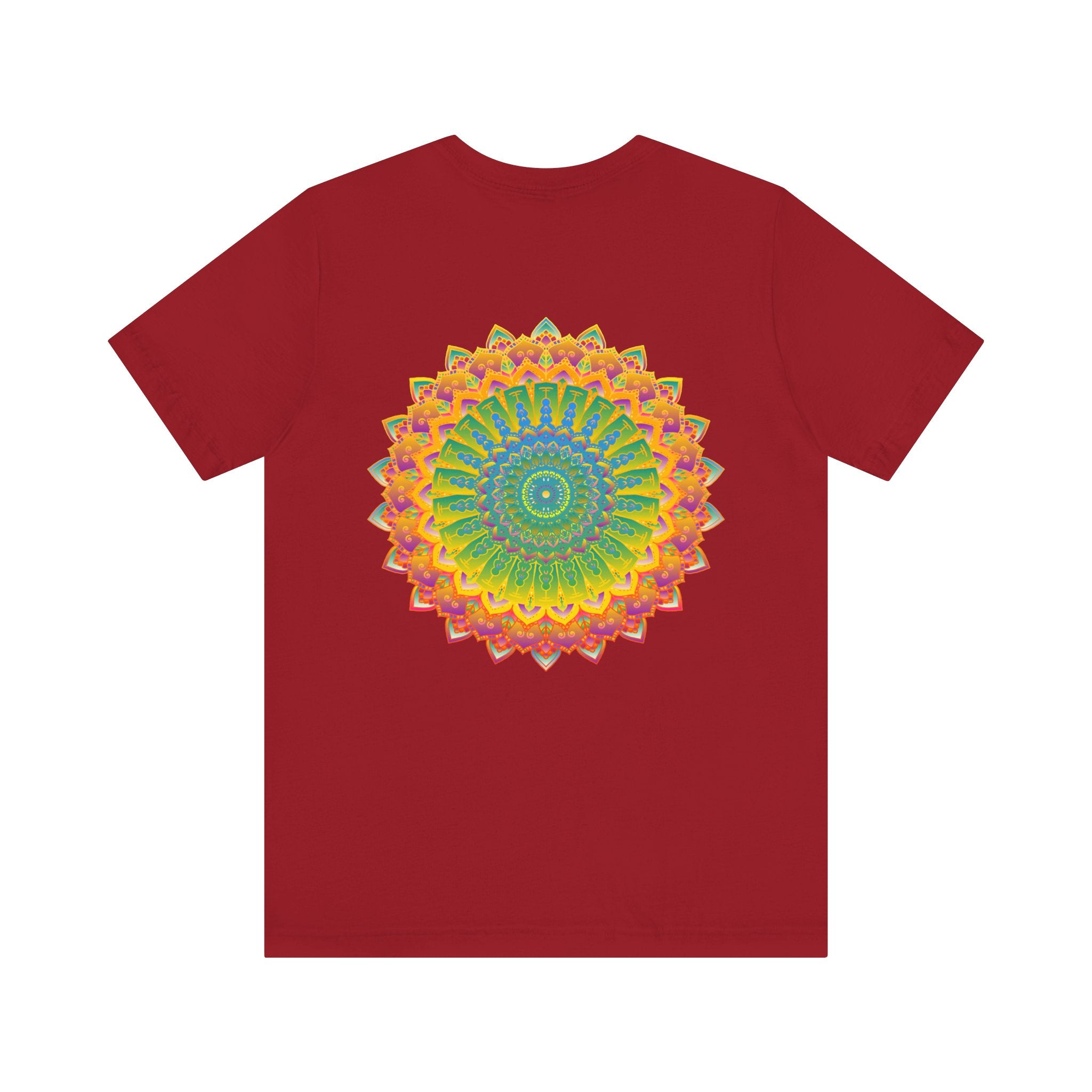 Beautiful t-shirt featuring a detailed mandala design in bright hues