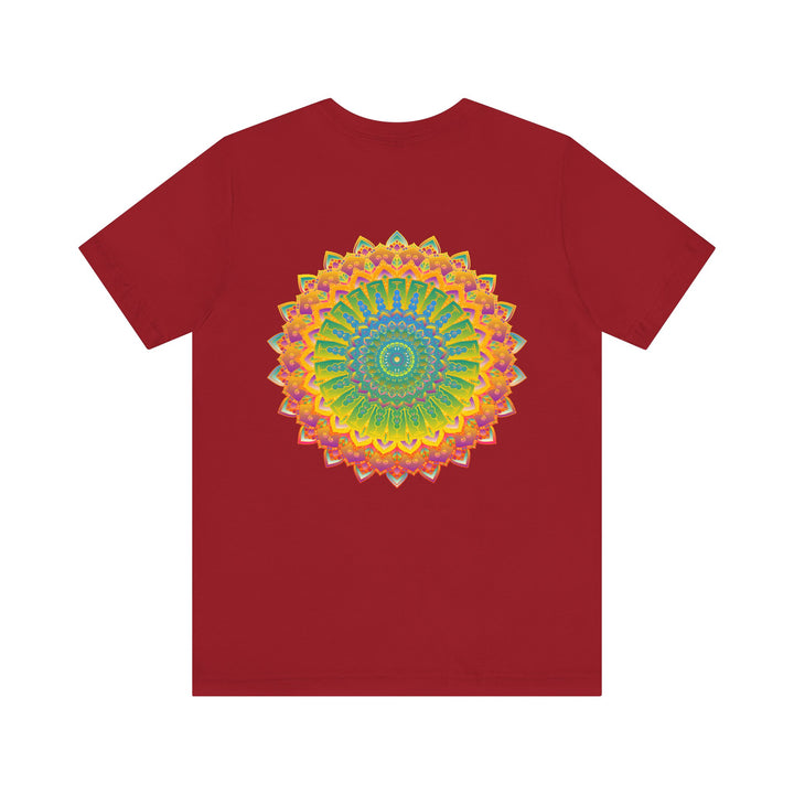 Beautiful t-shirt featuring a detailed mandala design in bright hues