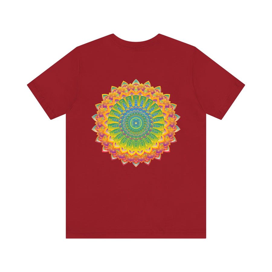 Beautiful t-shirt featuring a detailed mandala design in bright hues
