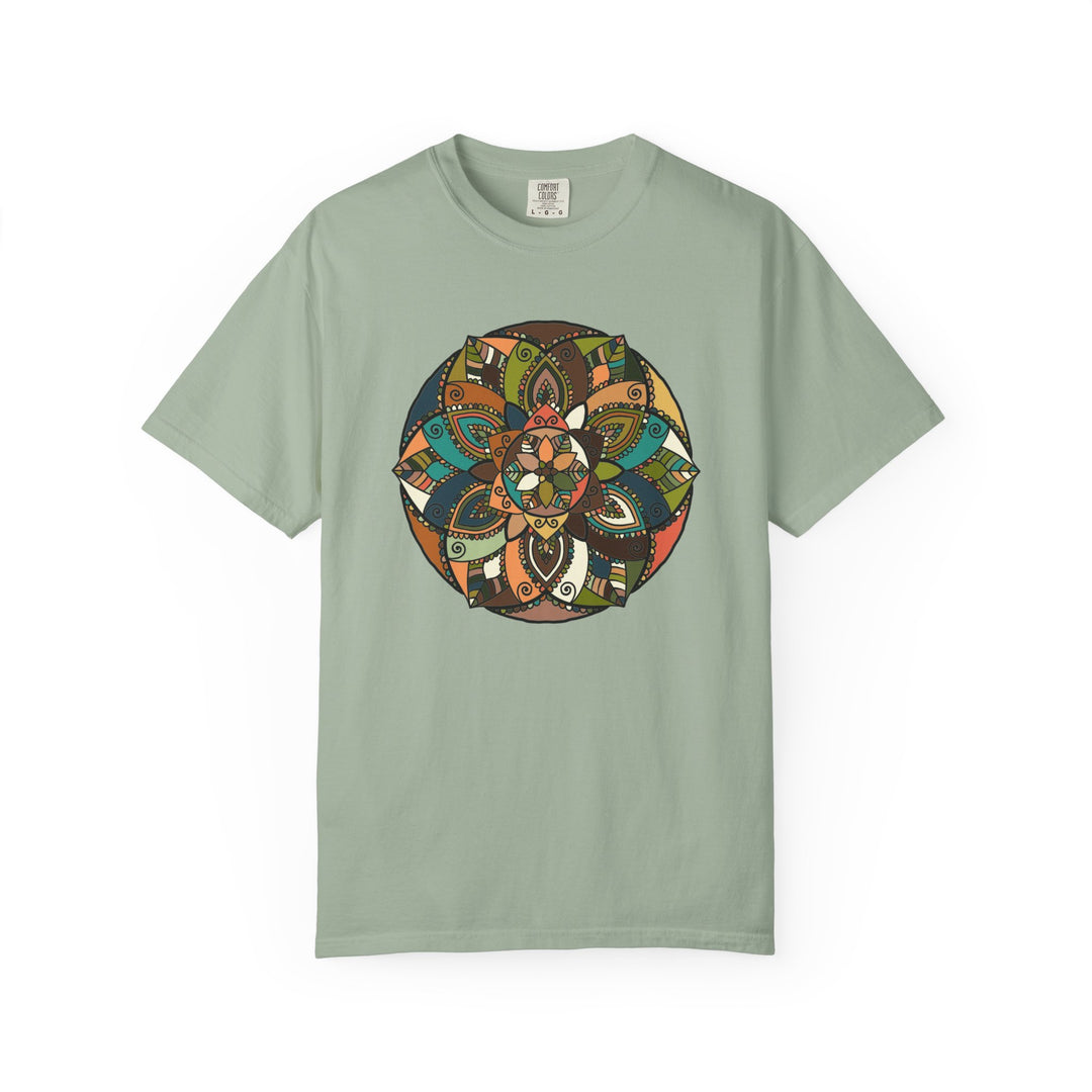 Mandala Earth Flora T-Shirt — Earthy Tones Geometric Art Tee