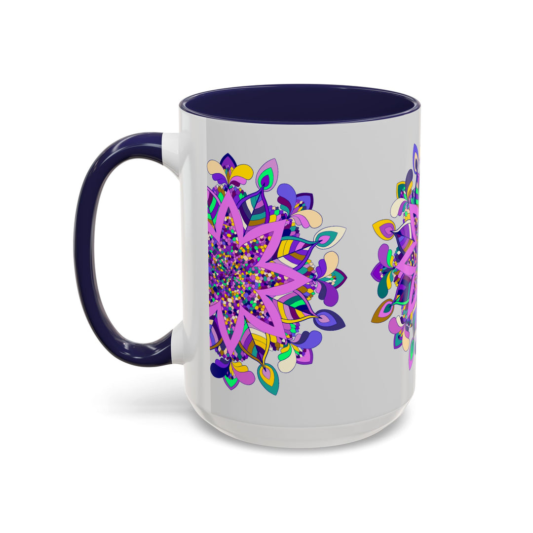  Attractive Mug with Exquisite Mandala Design on Light Grey Background 