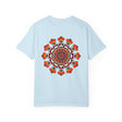 Garment-dyed unisex mandala t-shirt for extra comfort and softness