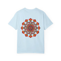 Garment-dyed unisex mandala t-shirt for extra comfort and softness