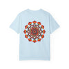 Garment-dyed unisex mandala t-shirt for extra comfort and softness